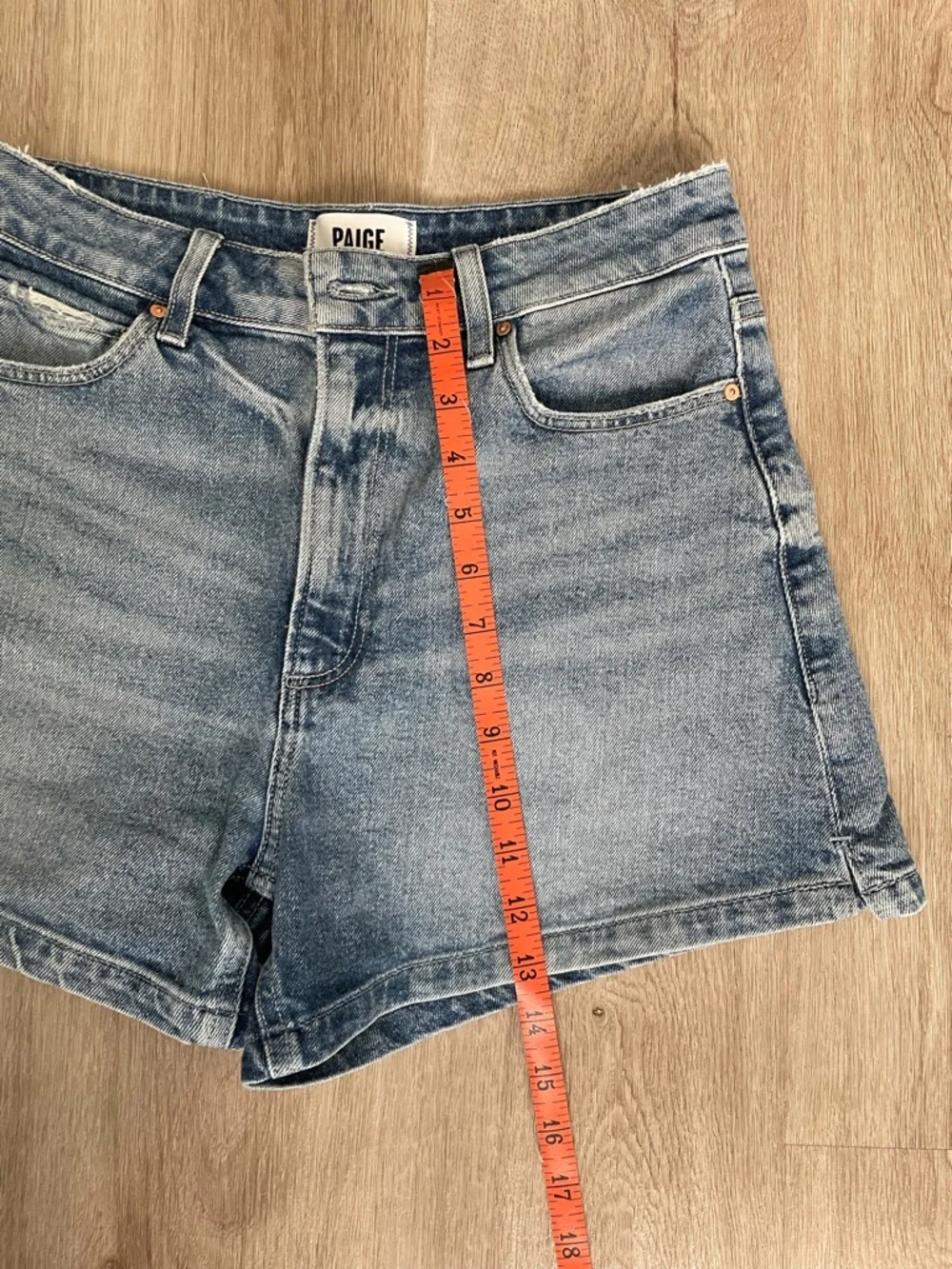 PAIGE Light Blue Vintage Wash Denim Shorts - Picture 4 of 6